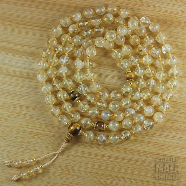 citrine knotted mala