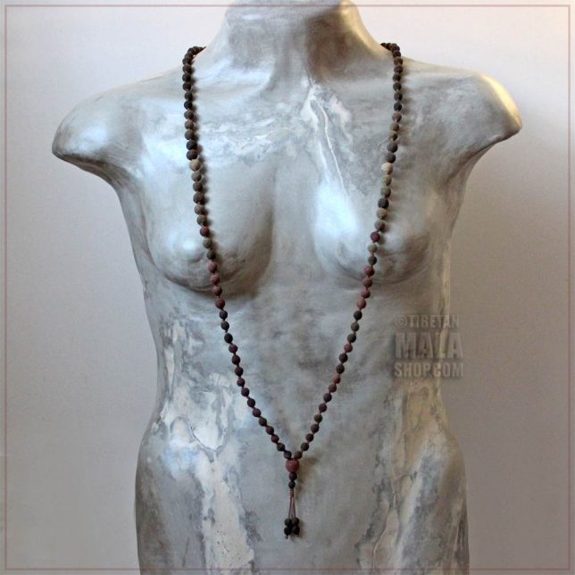 108 bead rose petal knotted necklace mala