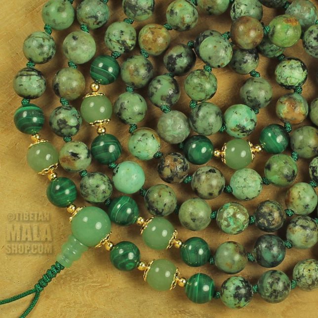 african turquoise knotted mala