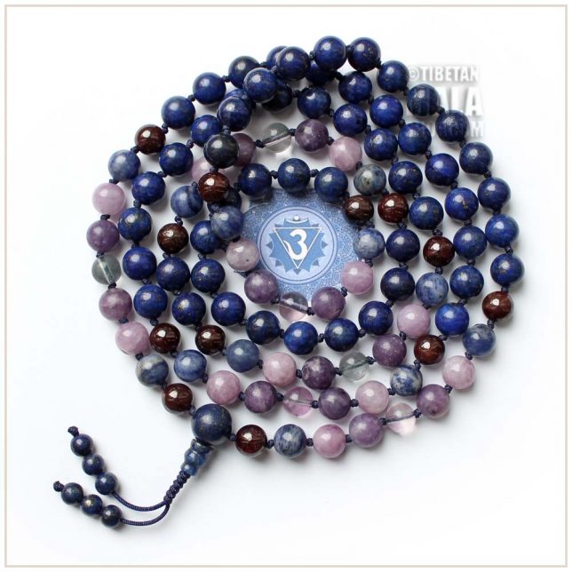 ajna third eye chakra knotted mala beads
