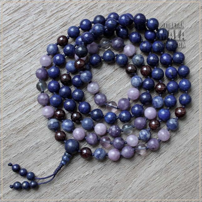 ajna third eye chakra knotted mala 108 beads