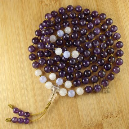 amethyst knotted mala beads