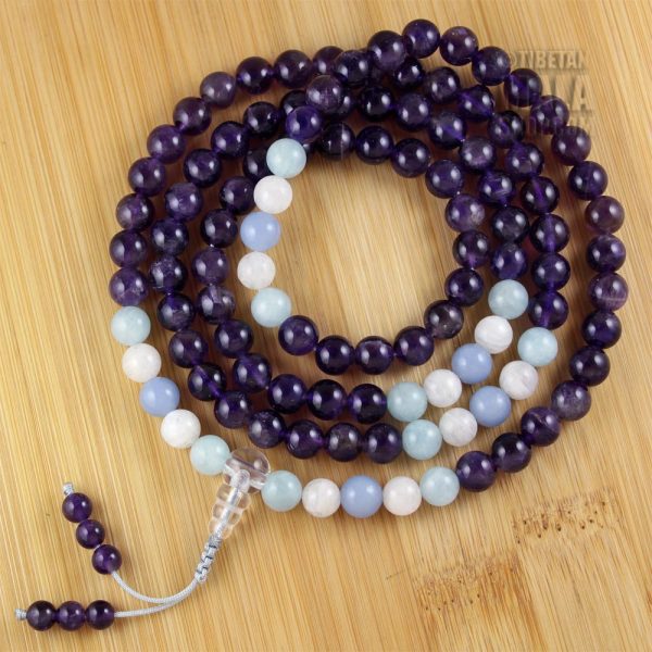 Aquarius Mala with Amethyst, Aquamarine, Moonstone & Angelite