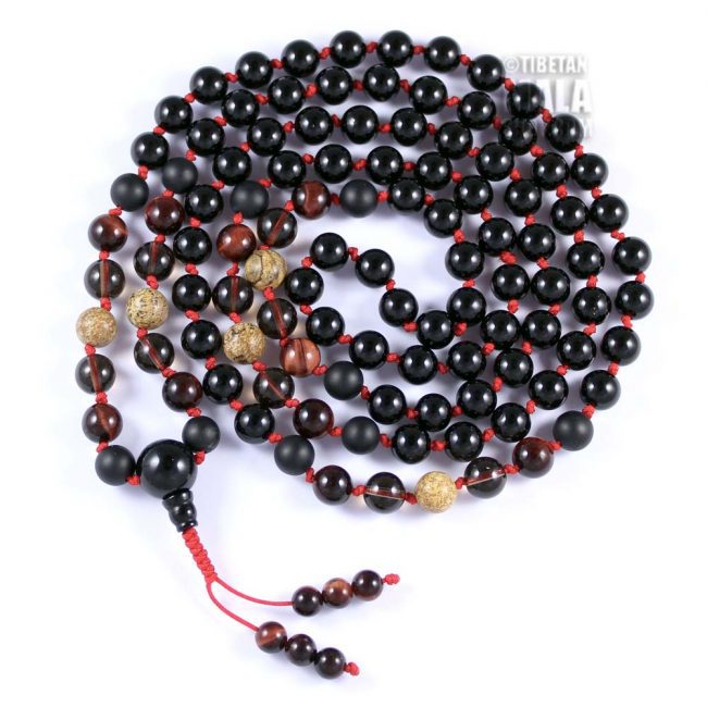black onyx knotted mala beads
