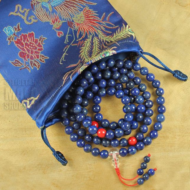 blue dragon mala beads bag