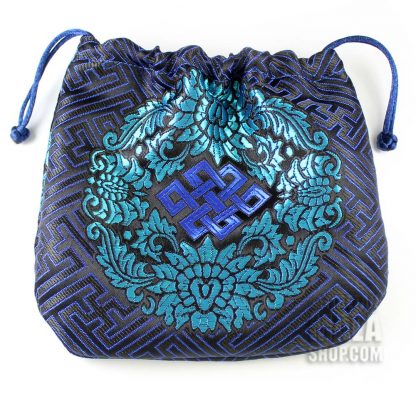 blue endless knot mala bag