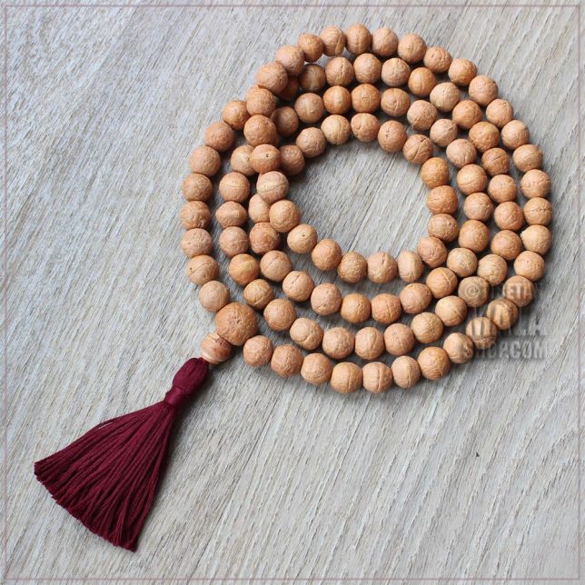 bodhi mala with burgundy tassel