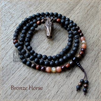 bronze fire horse mala beads
