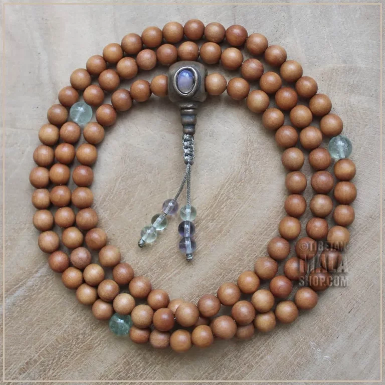 bronze with fluorite gemstone guru mala