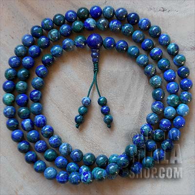 chrysocolla mala beads