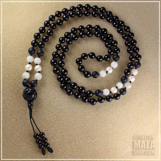 classic black white knotted mala