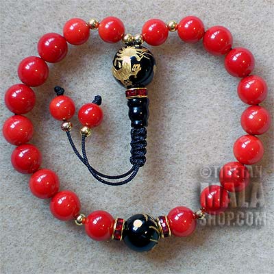 coral prayer beads wrist mala