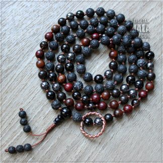 earth resonance tensor ring knotted mala with earth grounding beads