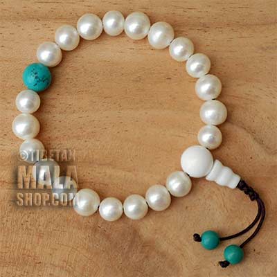 pearl wrist mala beads