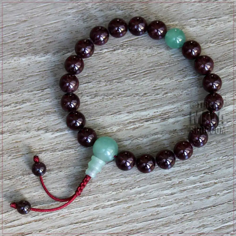 garnet wrist mala