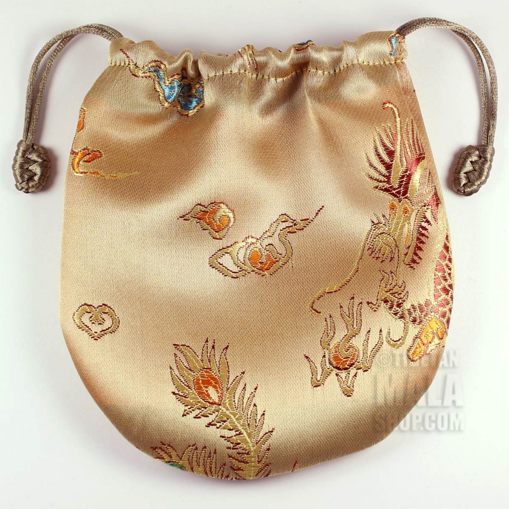 Gold Dragon Mala Bag for Prayer Beads Dragon Gift Bag