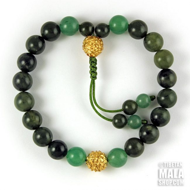 green gold mala bracelet