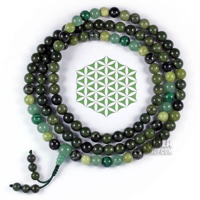 green mala beads