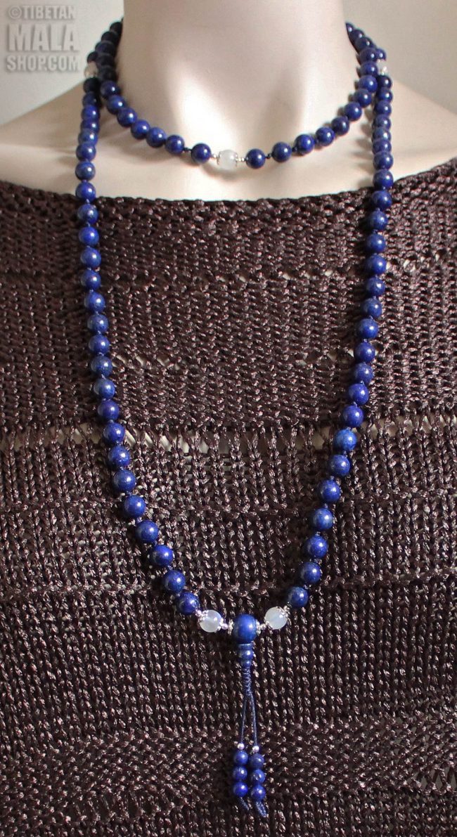 lapis lazuli knotted mala length
