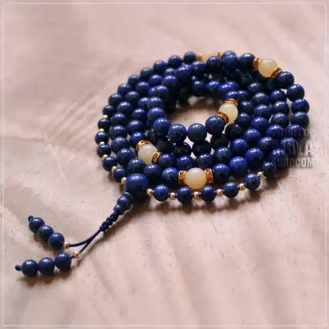 lapis prayer mala beads