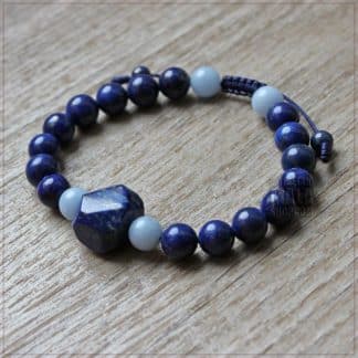 lapis yoga bracelet with angelite beads and lapis lazuli focal bead