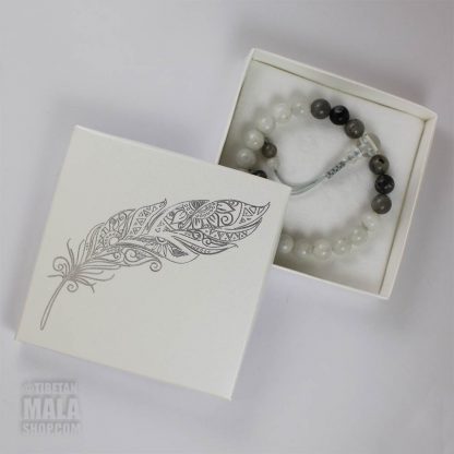 mala bracelet gift box feather