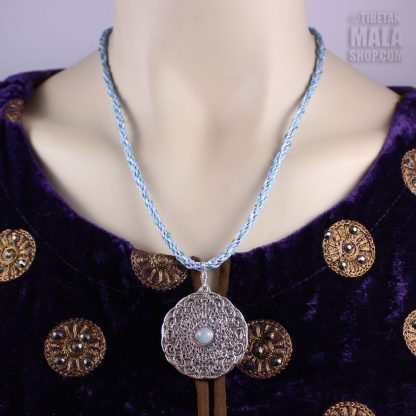 mandala kumihimo necklace aquamarine