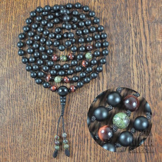 matte onyx knotted mala beads