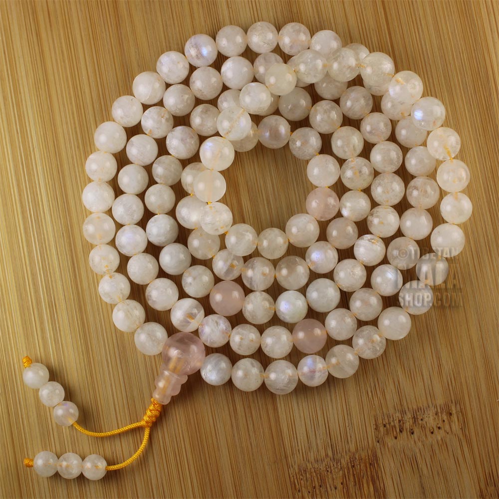 Moonstone Mala Beads - Tibetan Buddhist Prayer Beads
