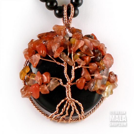 obsidian tree of life pendant