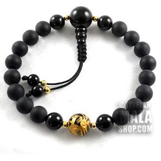 onyx buddhist wrist mala beads