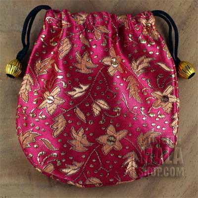 pink brocade small flowers gift bag
