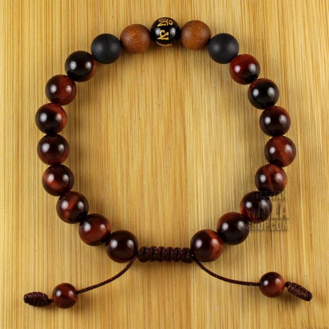 red tigers eye mantra bracelet