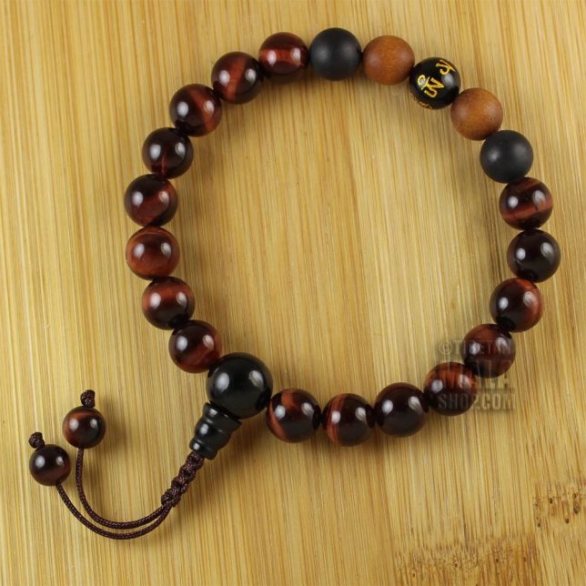 red tigers eye mantra wrist mala
