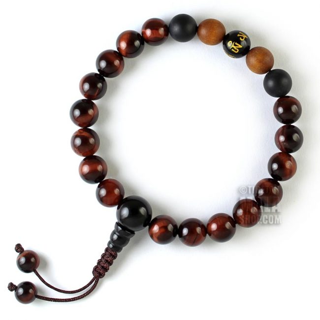 red tigers eye mantra wrist mala beads