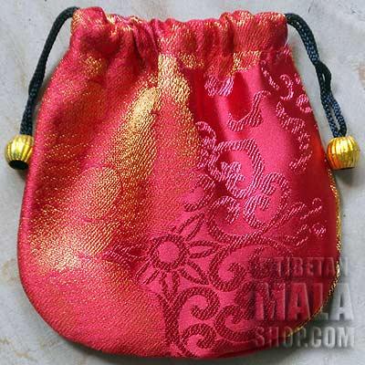red with gold flowers mala bag
