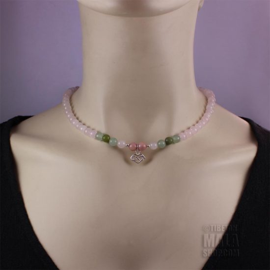 rose quartz infinity heart choker necklace