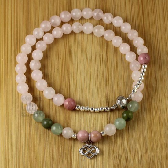 rose quartz infinity heart wrap braceletbracelet