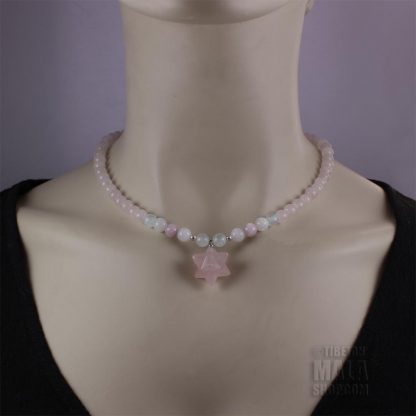 rose quartz merkaba choker necklace