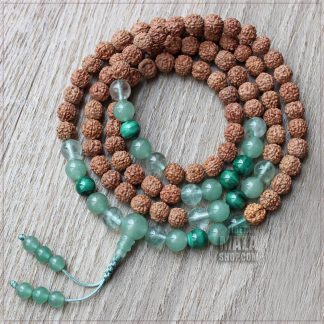 rudraksha with aventurine malachite fluorite 108 mala
