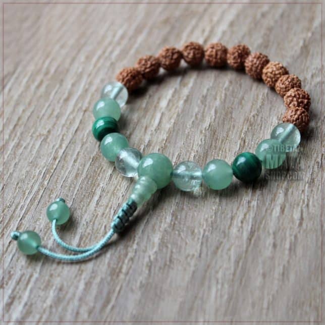 rudraksha with aventurine malachite fluorite wrist mala beads