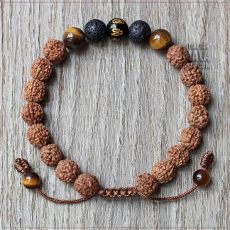 rudraksha with mantra lava rock tiger eye bracelet