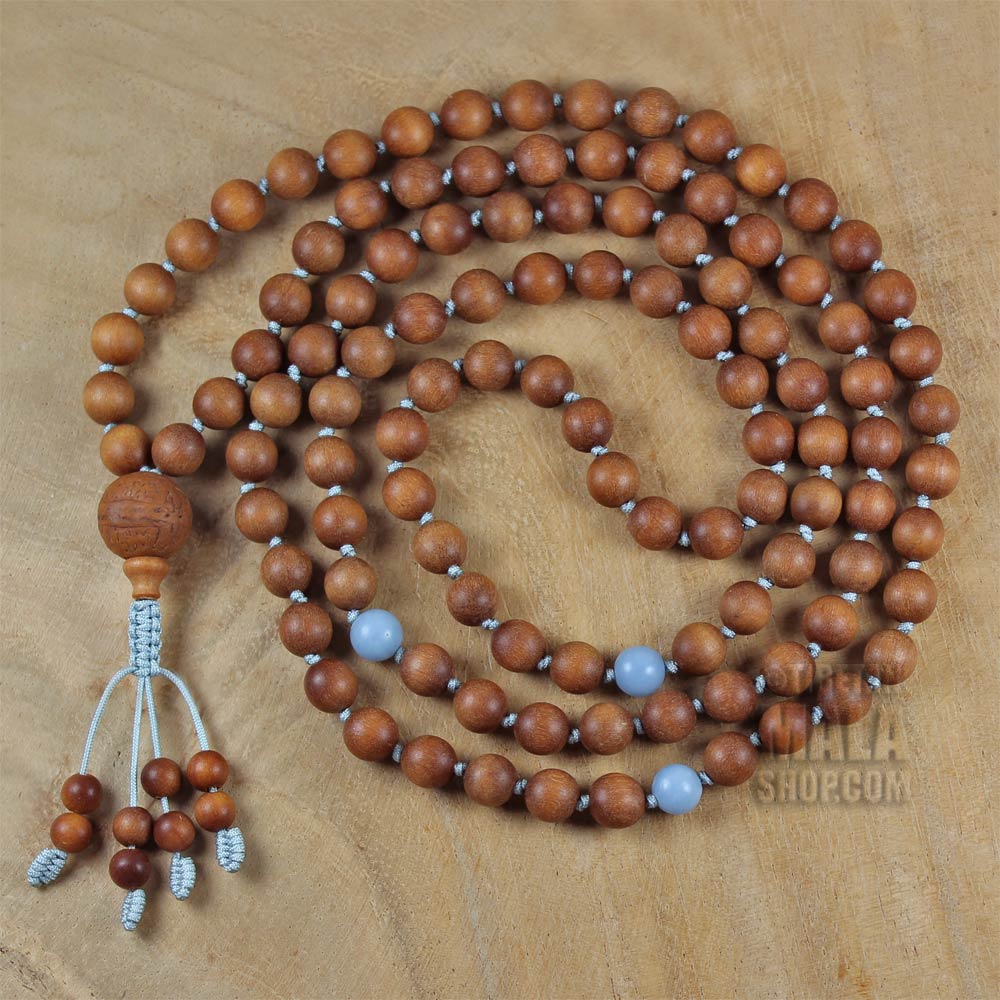Sandalwood Mala Beads - Buddhist Prayer Beads, Tibetan Mala