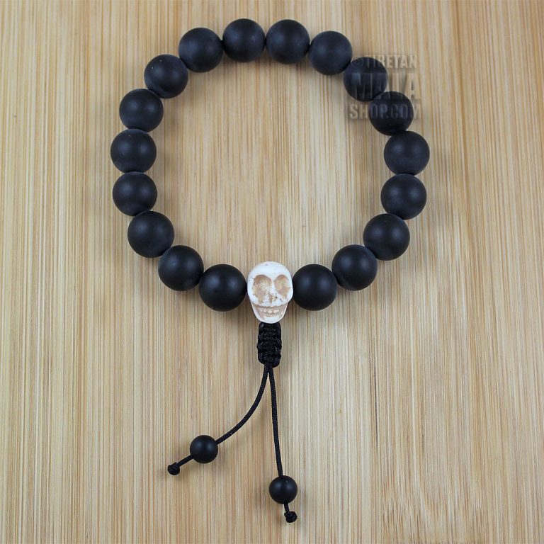 White Skull Wrist Mala Beads Tibetan Buddhist Wrist Mala