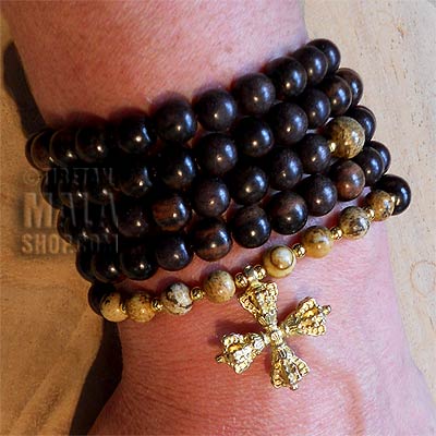 tiger ebony mala wrap necklace