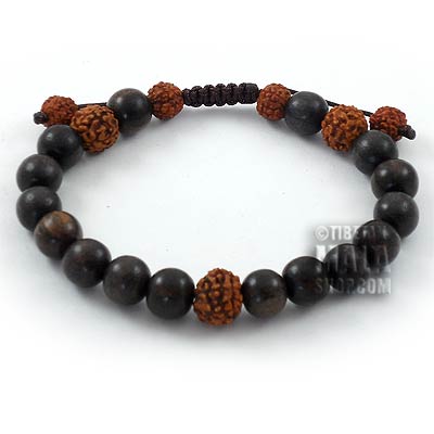 tiger ebony with rudraksha beaded bracelet