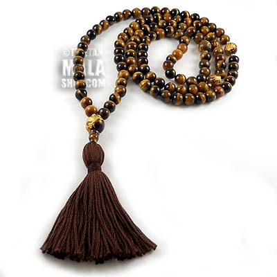 tigers eye buddhist mala beads