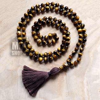 tigers eye knotted mala beads