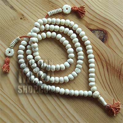 white yak bone mala beads