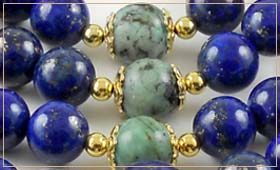 blue and turquoise mala beads